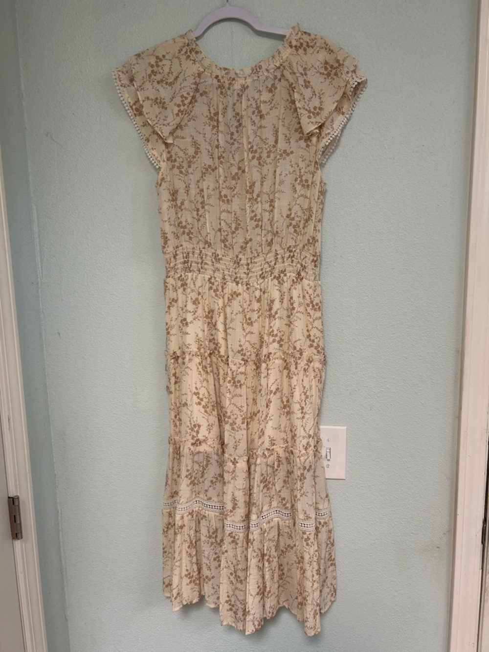 By the River Cream Floral Tiered Midi Dress - Picture 3 of 6